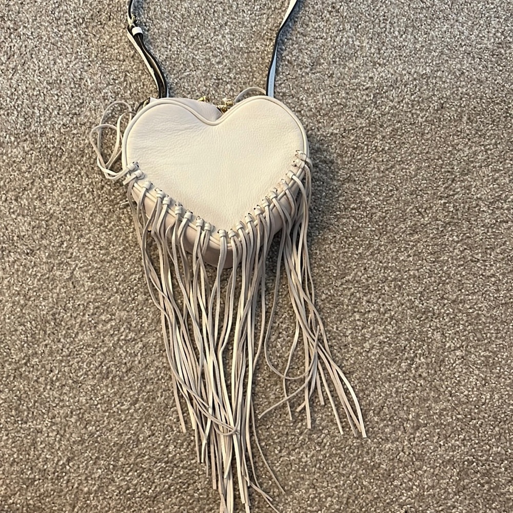 White heart Rebecca minkoff fringe bag